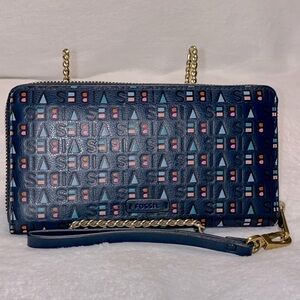 Fossil Vibes Navy Leather Continental Wallet EUC